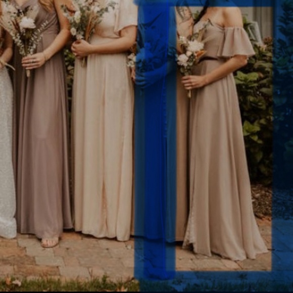 Azazie Sue Bridesmaids Dress Taupe Size 2 - Picture 3 of 6